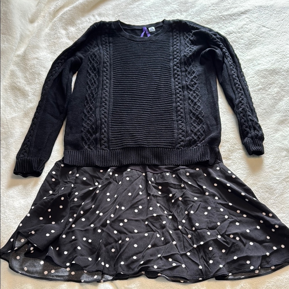 Seraphine Maternity Dress with Black Cable Knit Sweater